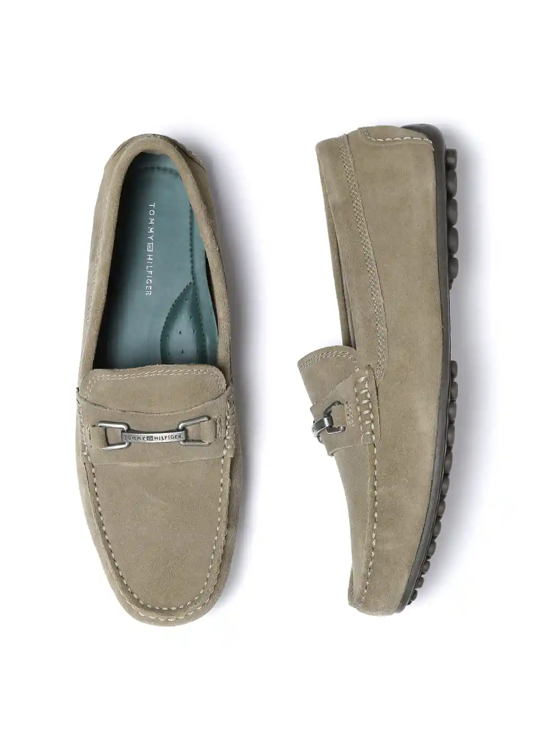 Buy Tommy Hilfiger Men Olive Green Suede Loafers Casual Shoes