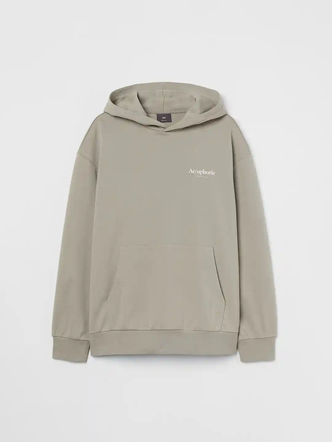 Buy H&M Men Grey Beige Solid Relaxed Fit Hoodie Sweatshirts