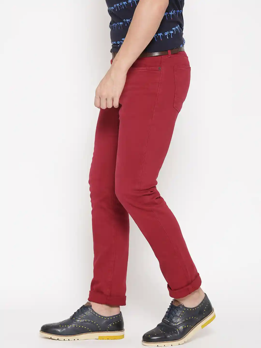 Buy Tommy Hilfiger Men Red Hudson Straight Fit Low-Rise