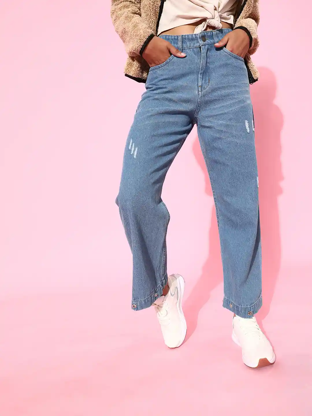 Buy SASSAFRAS Women Stunning Blue Relaxed Fit Non Stretchable