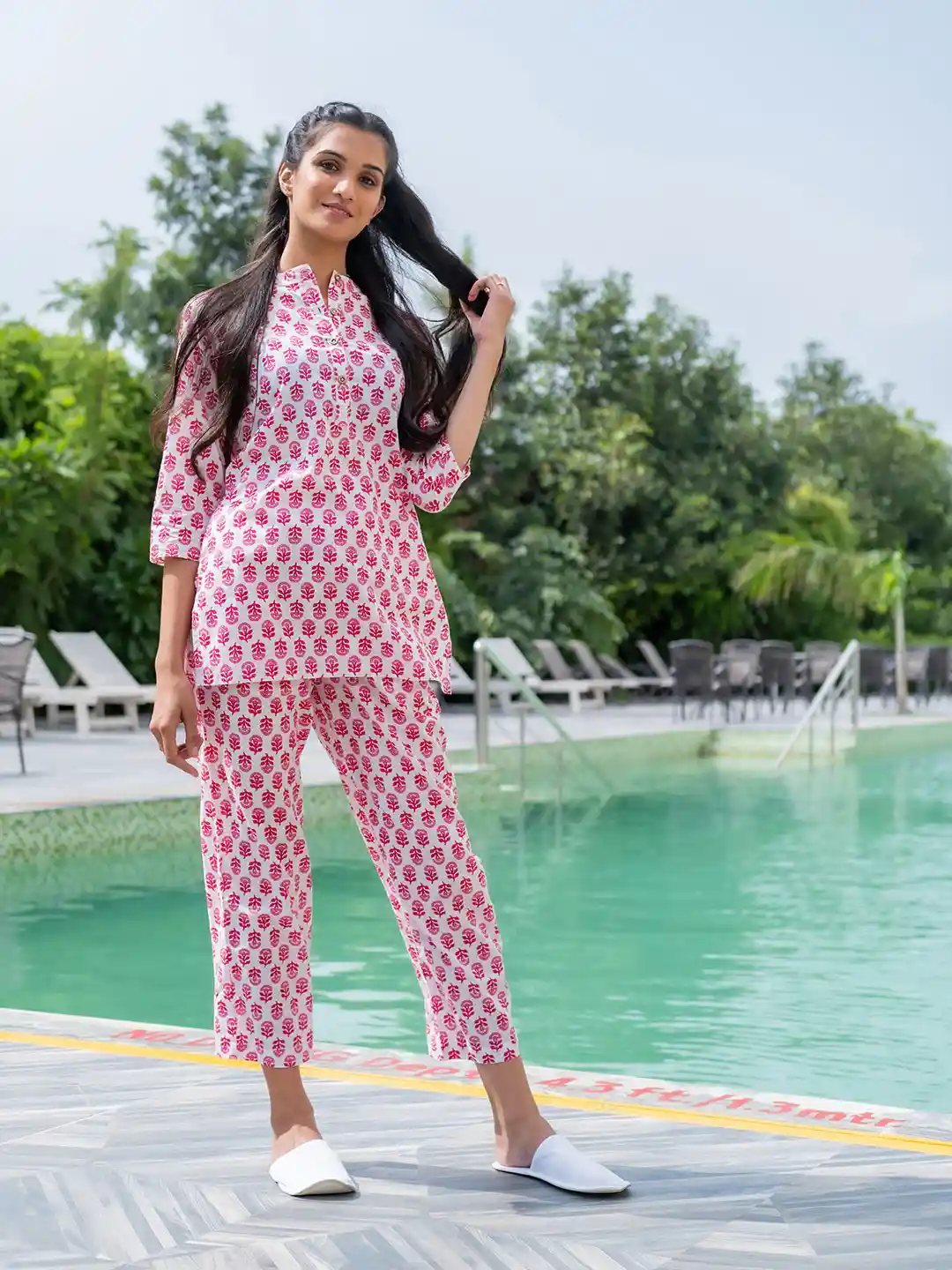 Buy Jaipur Kurti Ethnic Print Cotton Loungewear Set With Side