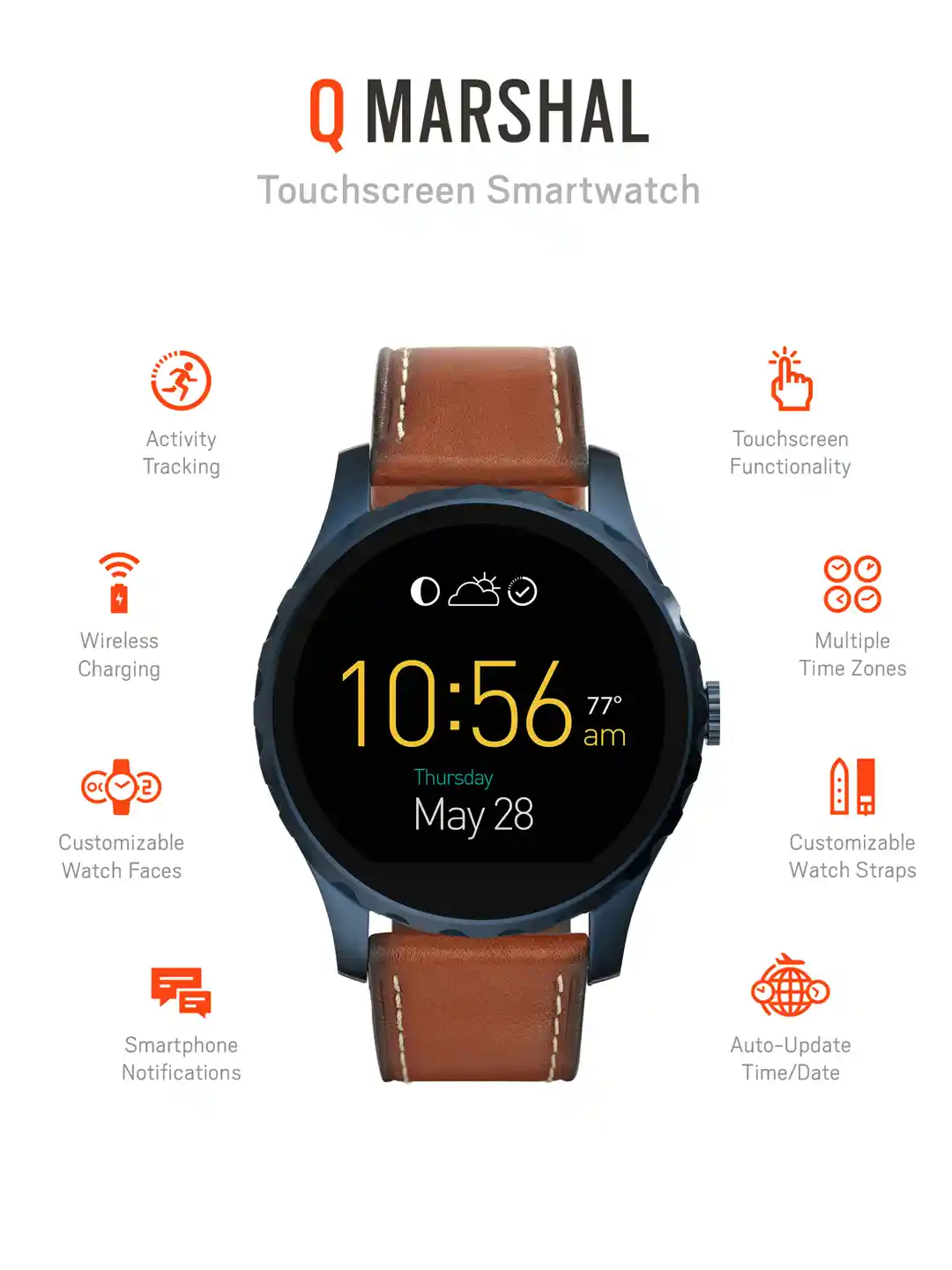 Buy Fossil Q Marshal Brown Touchscreen Smart Watch Smart Watches