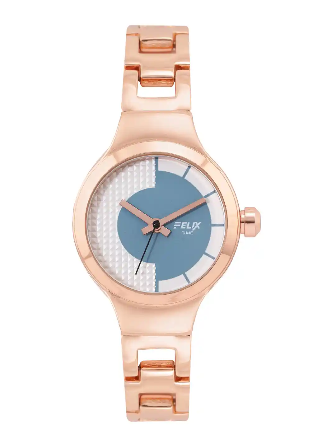Buy FELIX Women Blue Dial Rose Gold-Toned Stainless Steel Cuff