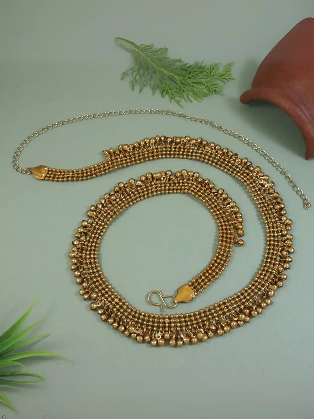 Buy I Jewels Gold-Plated Stone Studded Ghungroo Kamarbandh Saree