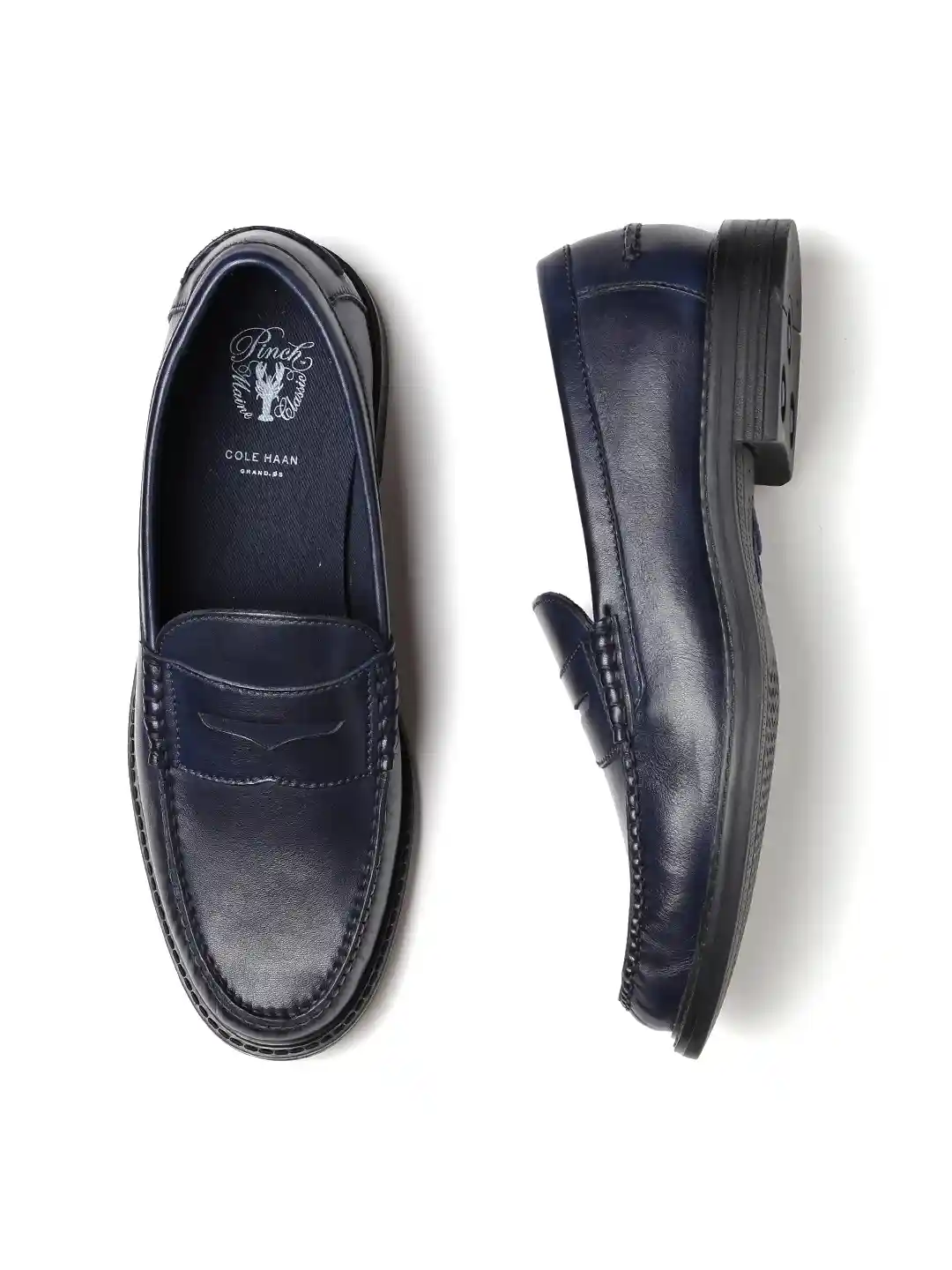 Buy Cole Haan Men Navy Solid Pinch Campus Penny Loafers Casual
