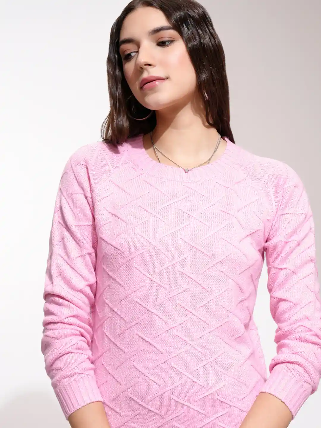 Buy Basics By Tokyo Talkies Women Pink Pullover Sweater Sweaters