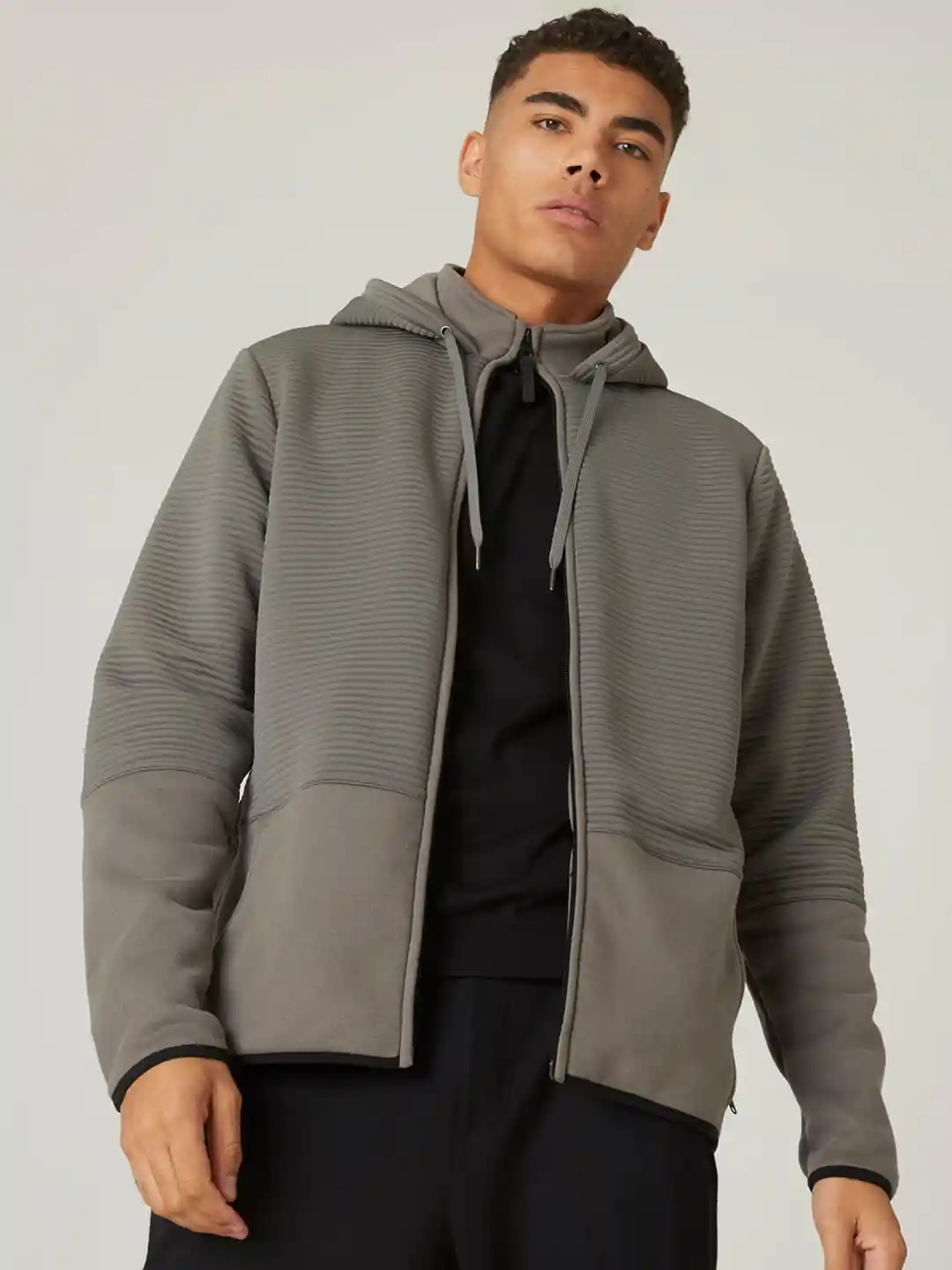 Buy Decathlon Men Grey Insulator High Collar Fleecy Zipped Fitness