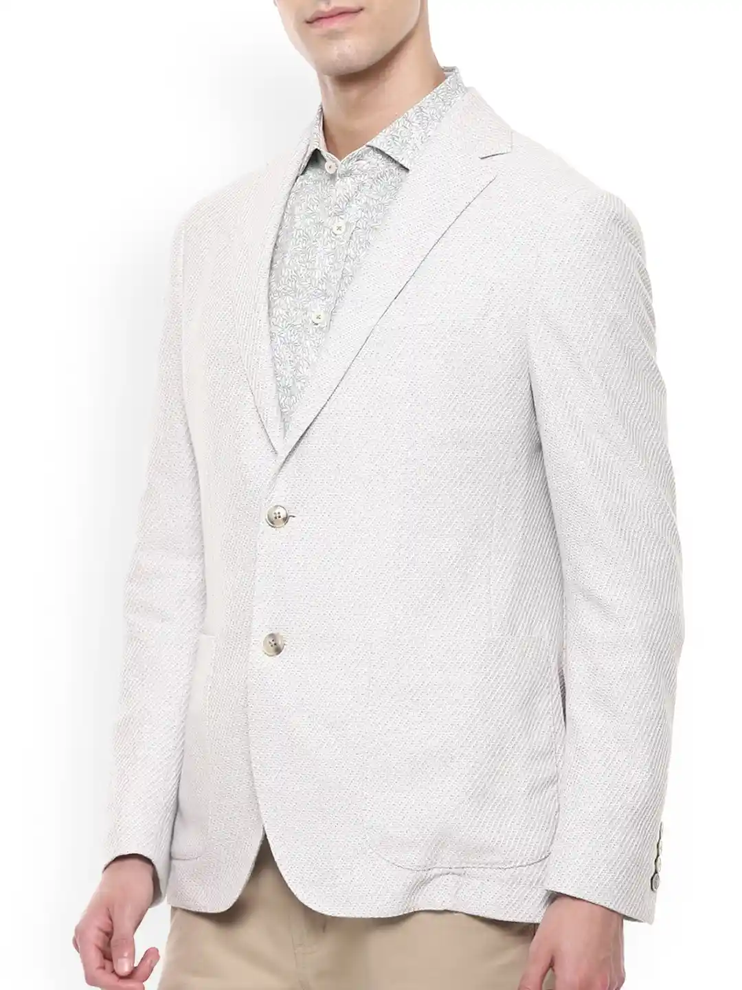 Buy HACKETT LONDON Grey Pure Cotton Textured Formal Blazer