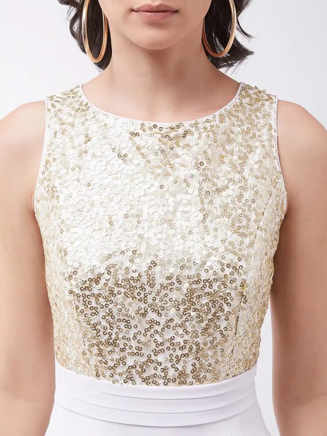 Buy Miss Chase Women White Gold-Toned Embellished Asymmetric