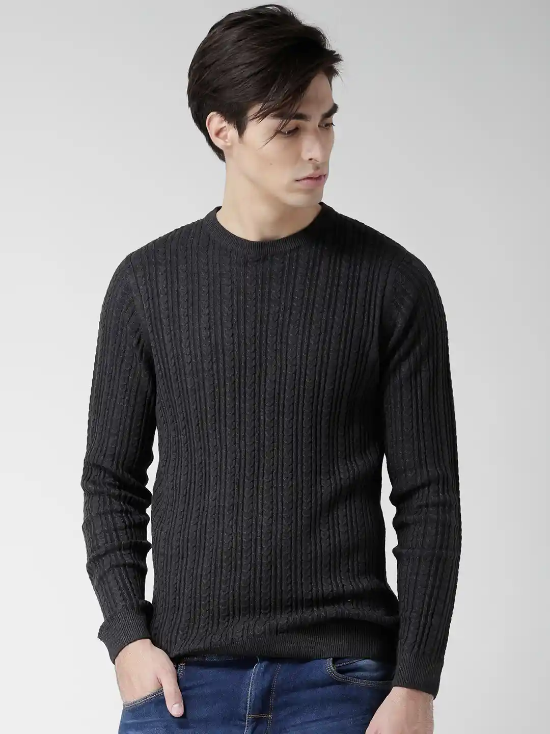 Buy Tokyo Laundry Men Grey Cable Knit Sweater Sweaters for Men - Main Image