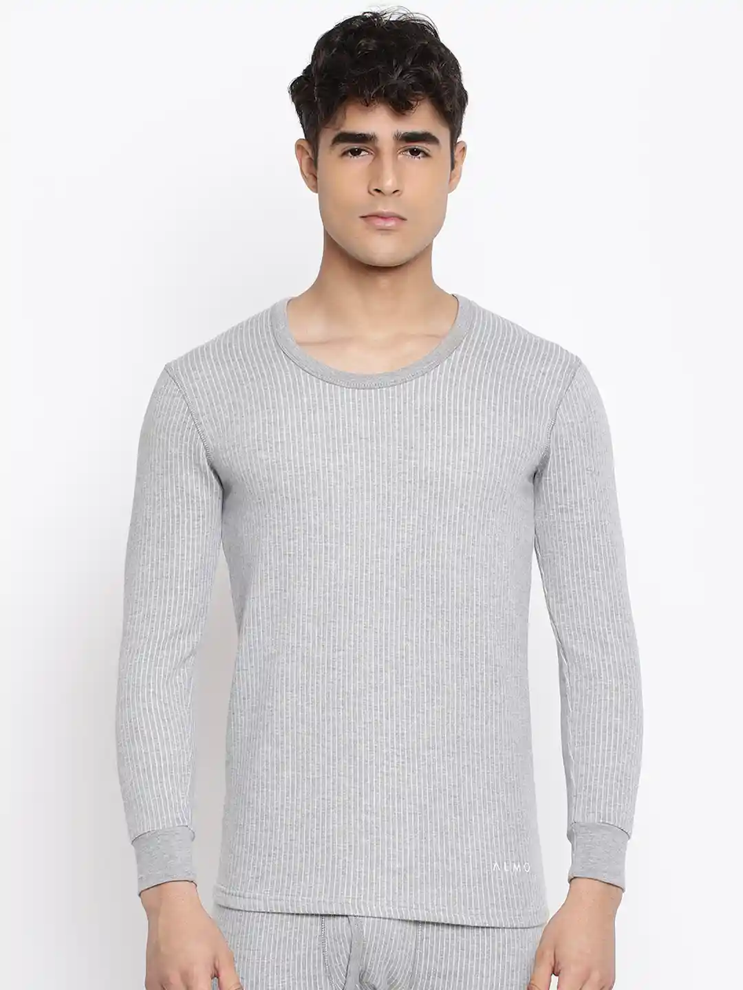 Buy Almo Wear Men Grey Black Striped Cotton Ultra-Warm Thermal