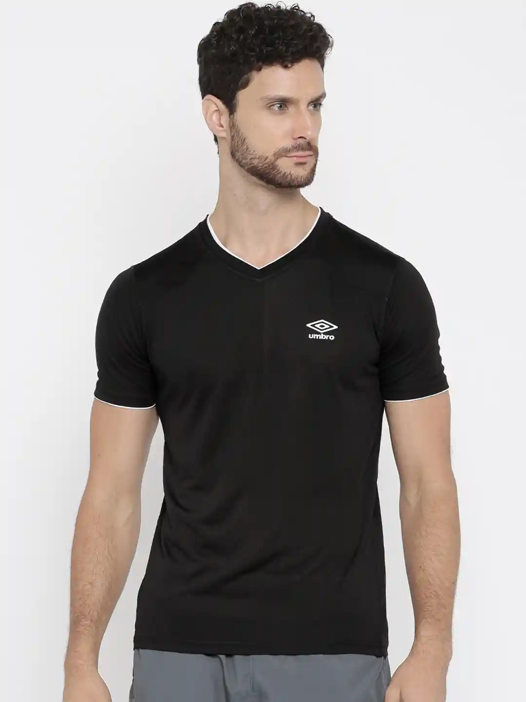 Umbro Men's V-Neck Trainers Shirt - Turkish Sea/Navy Mesh Sports Top