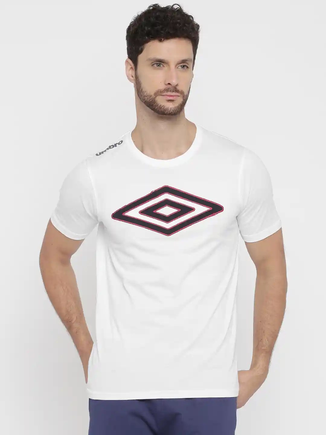 Buy Umbro Men White Round Neck Pure Cotton T-shirt Tshirts for