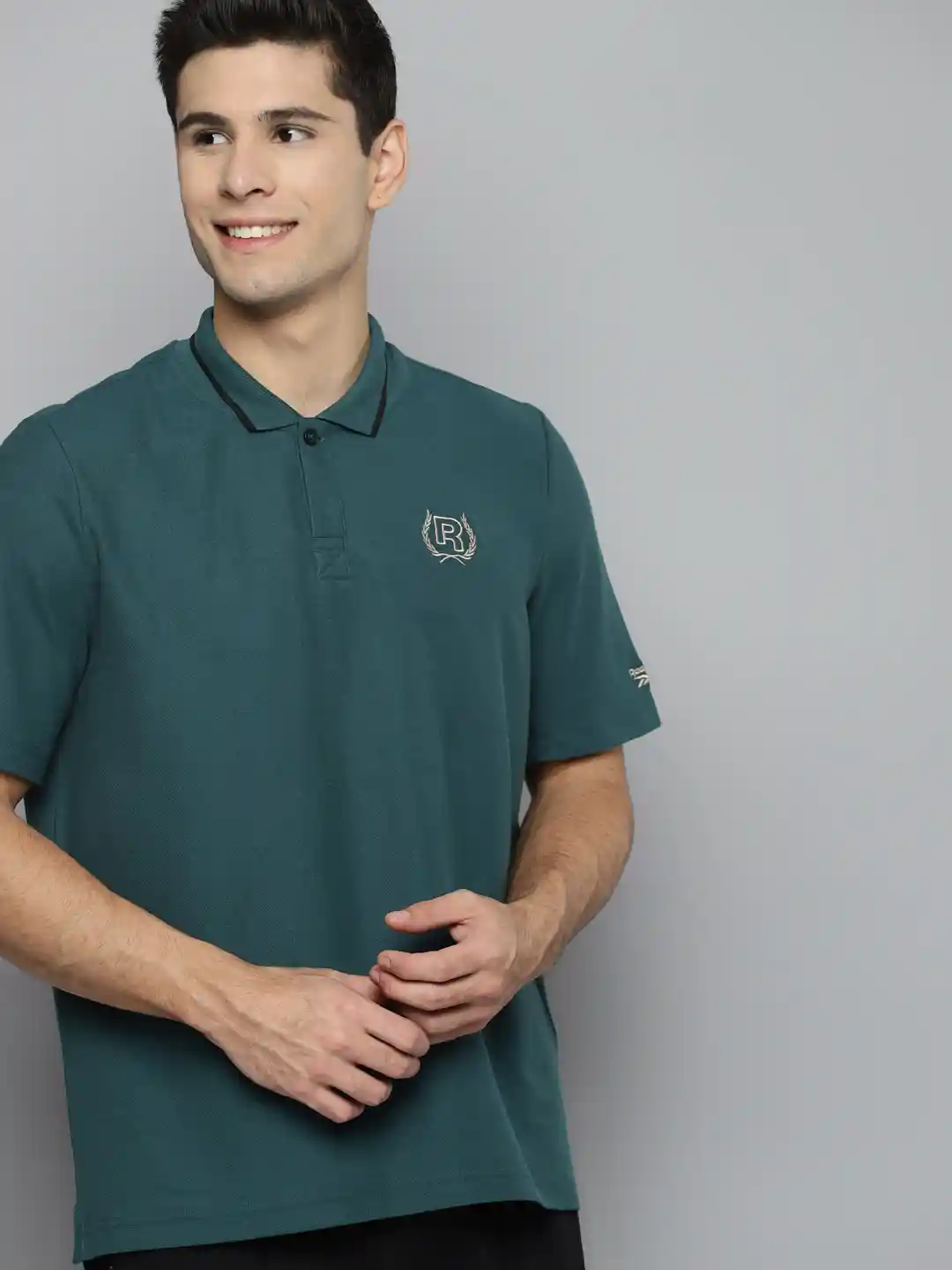 Buy Reebok Classic Men Teal Green TS Golf Polo Collar T-shirt