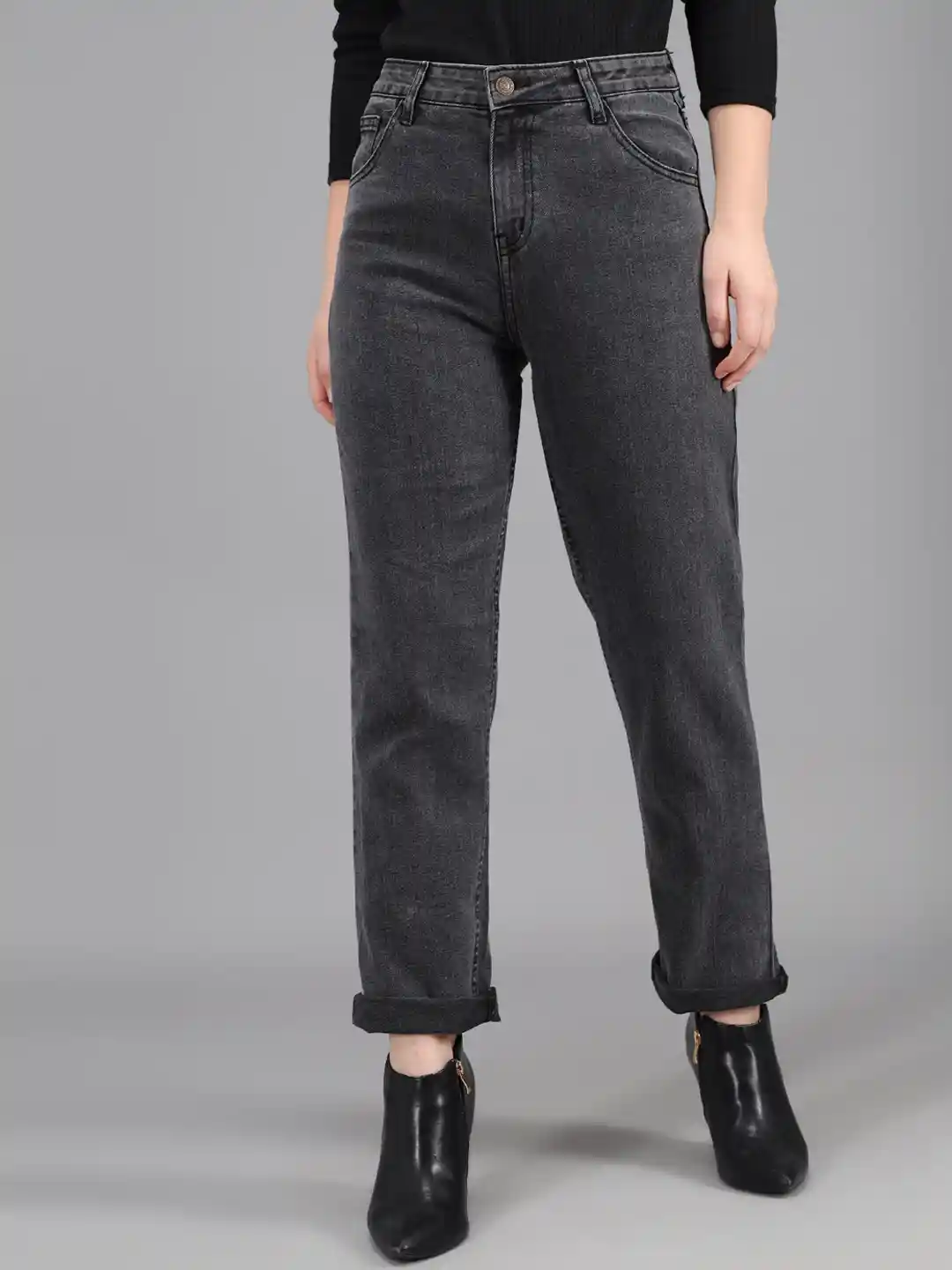 Buy Kotty Women Charcoal Grey Slim Fit High-Rise Jeans Jeans for