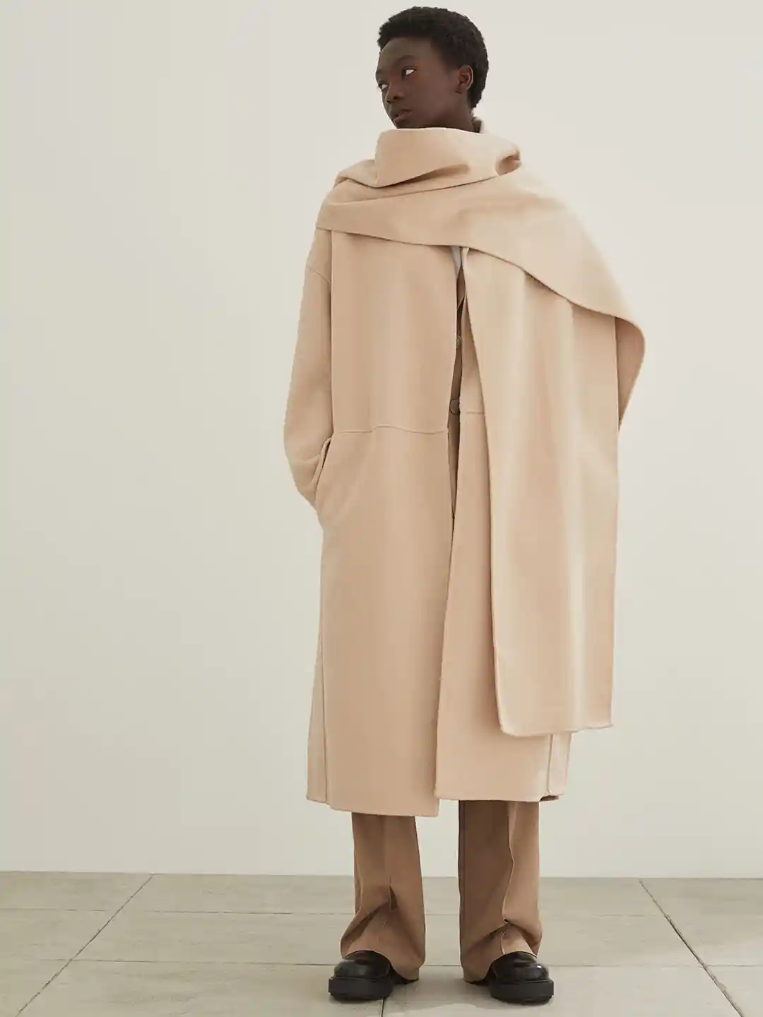 Buy H&M Woman Beige Wool-blend coat - Coats for Women