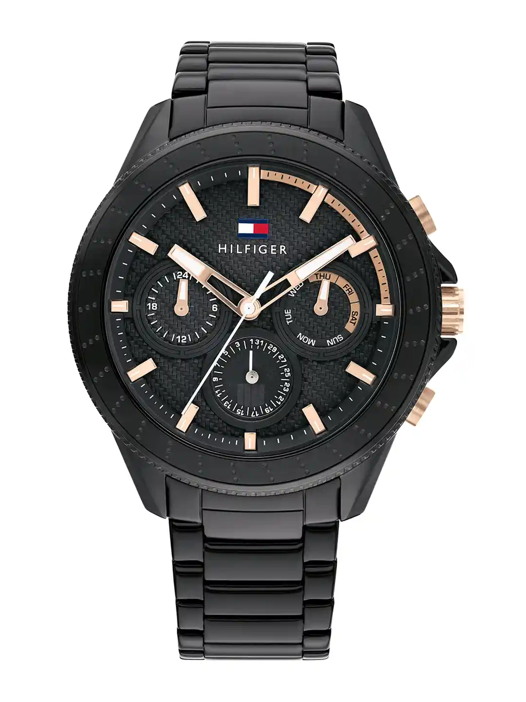 Tommy Hilfiger Men Black Dial Black Stainless Steel Bracelet Style Straps  Analogue Watch TH1791858