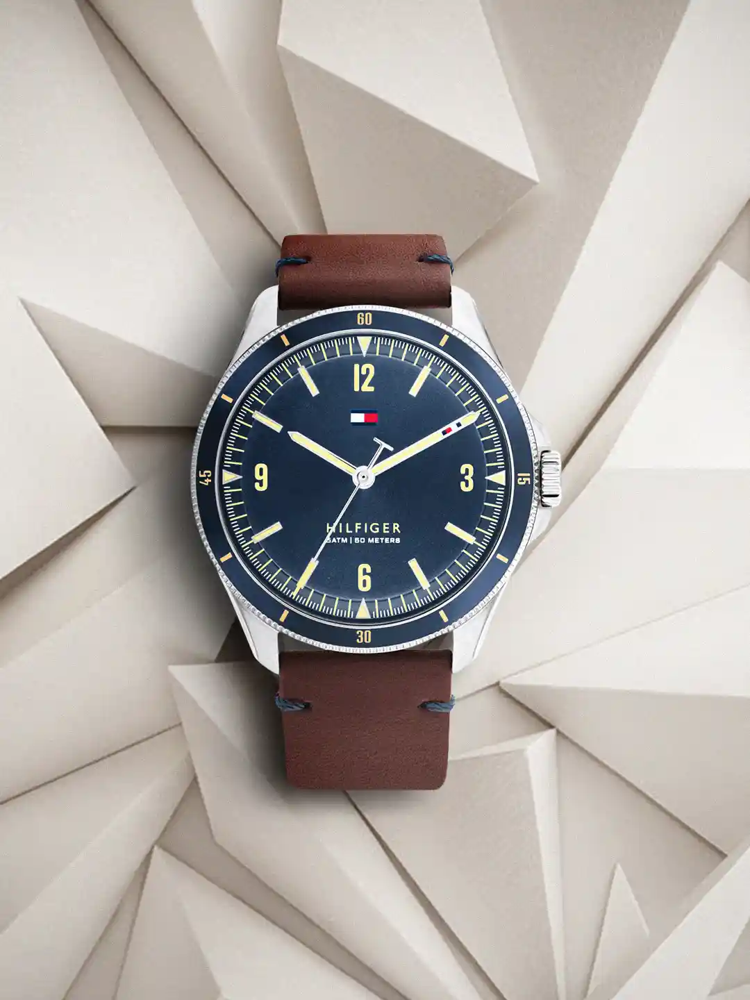 Buy Tommy Hilfiger Men Blue Dial Brown Leather Strap Analogue