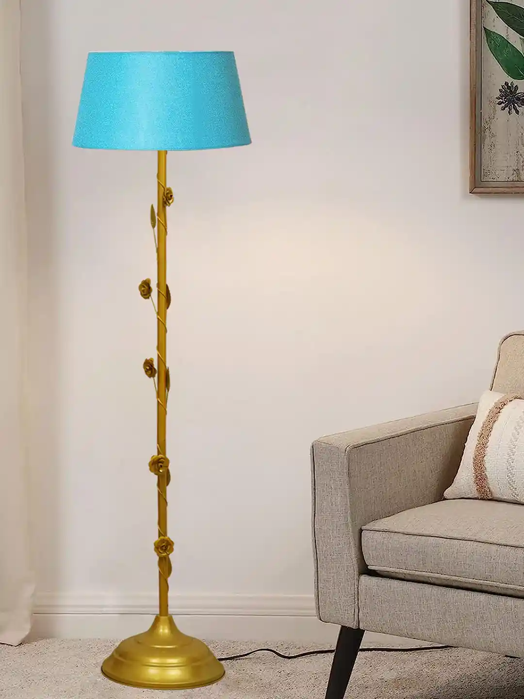 Buy Homesake Turquoise Blue Gold-Toned Frustum Shaped