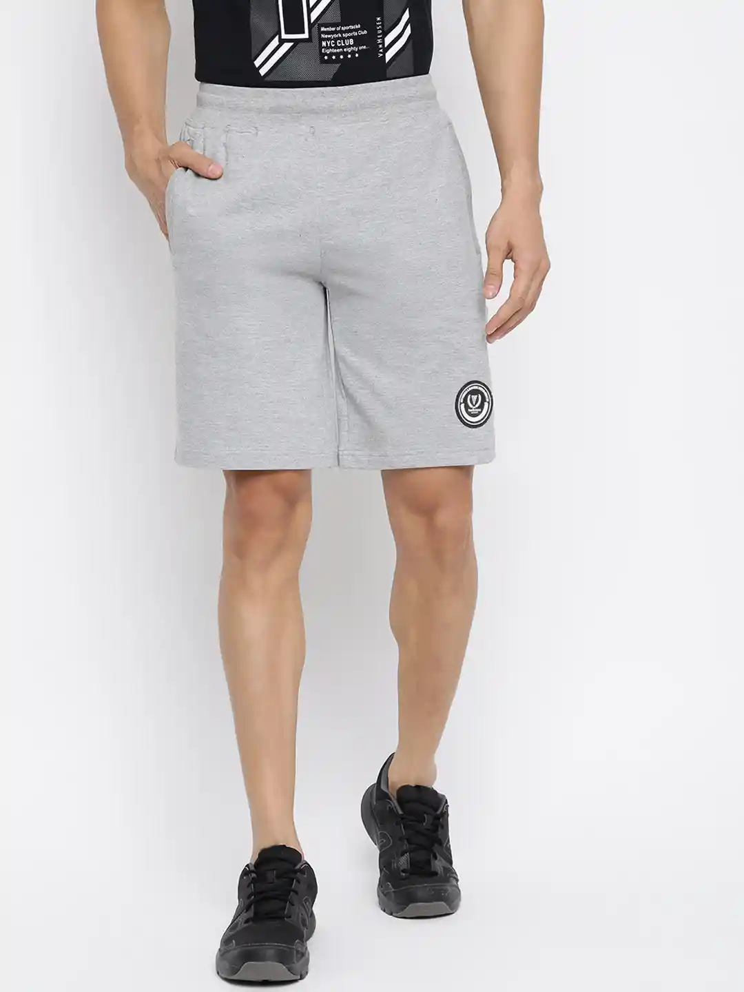 Van Heusen Innerwear Men Grey Solid Smart Tech Easy Stain Release Knit  Shorts