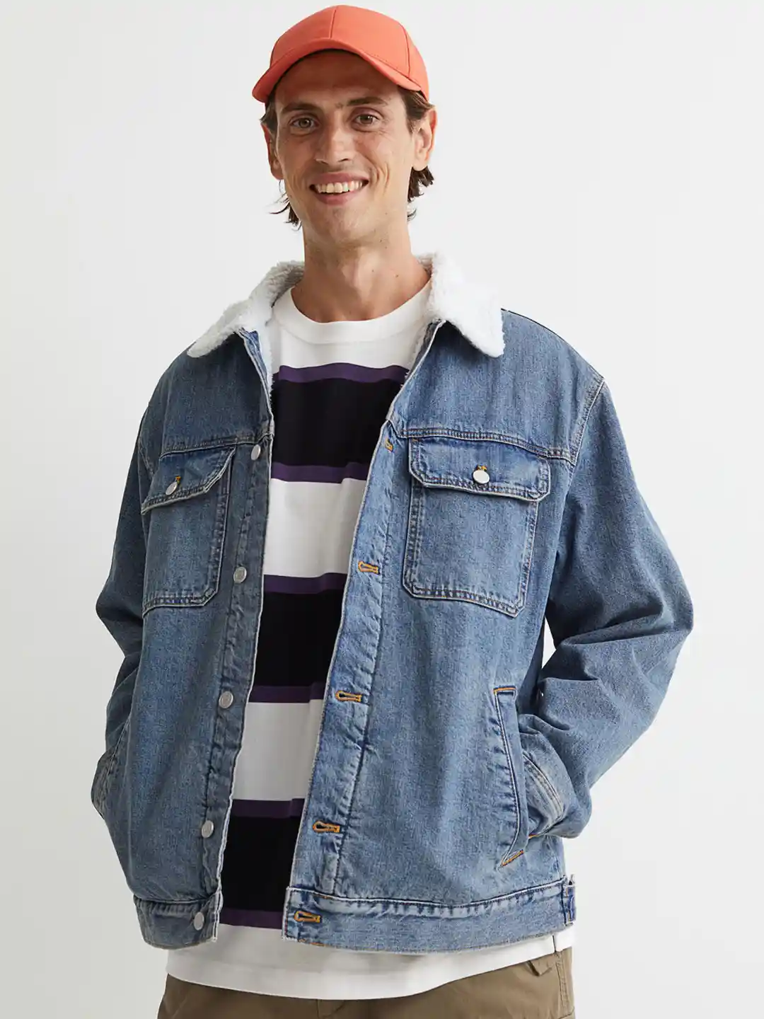 Buy H&M Men Blue Lined Denim Jacket Jackets for Men 15674064