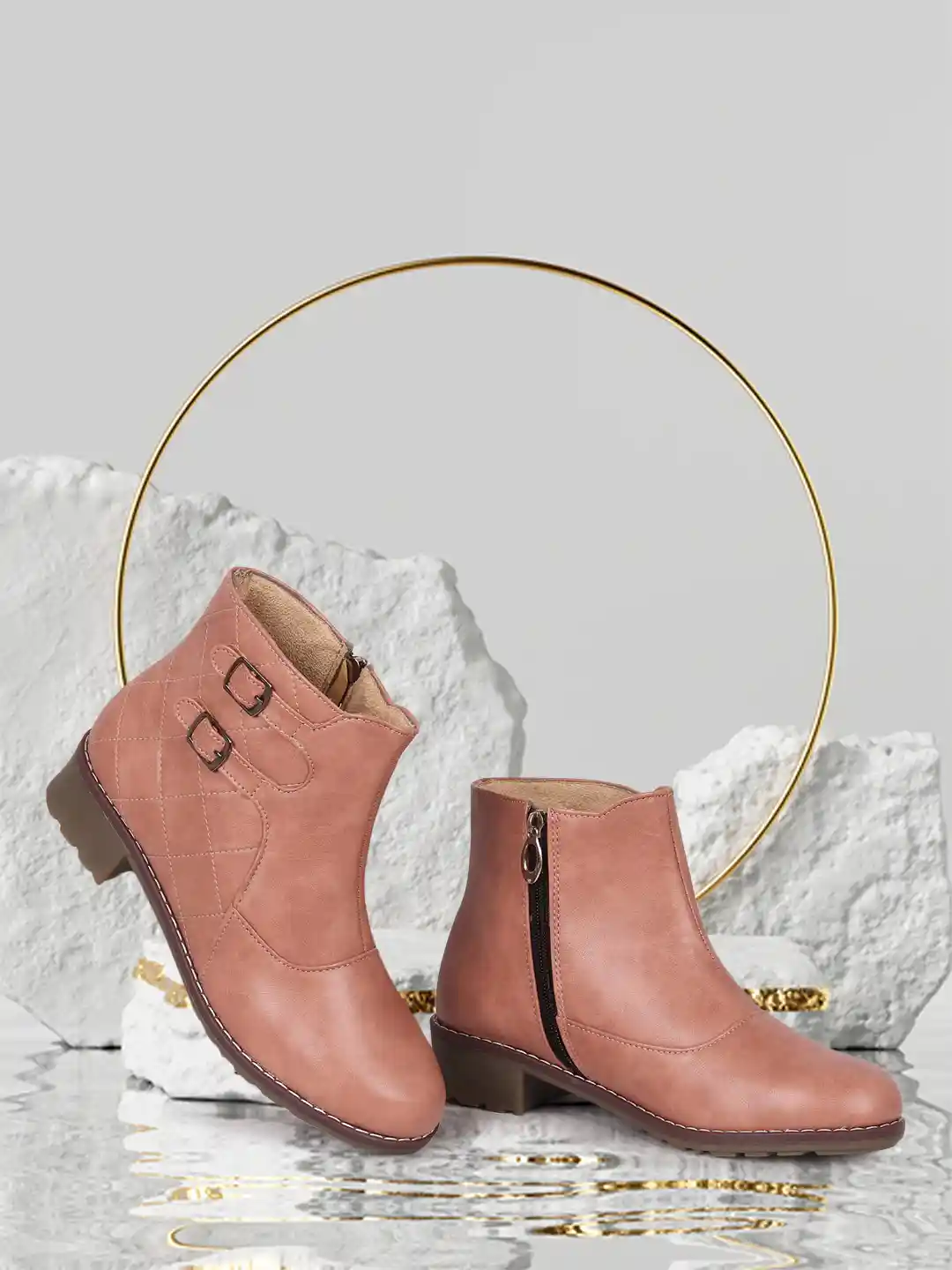 Buy Bella Toes Women Pink Solid Lightweight Flat Boots With