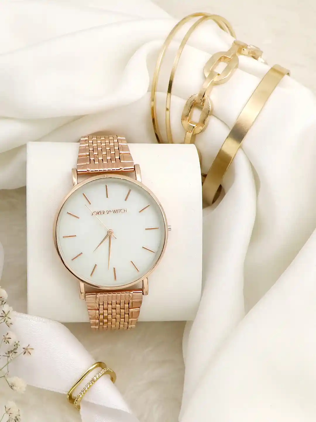 Buy JOKER WITCH Women Gold-Toned Rosemary Love Triangle Watch