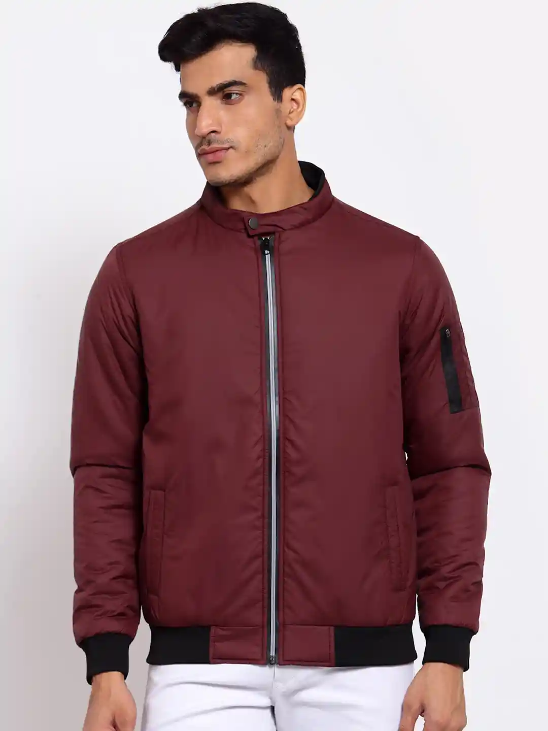 Style Quotient Men Maroon Lightweight Outdoor Bomber Jacket