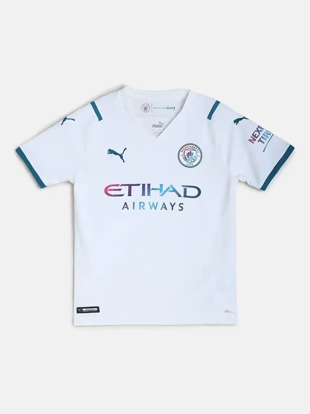 Buy Puma Kids White Blue Manchester City Away Replica Shirt