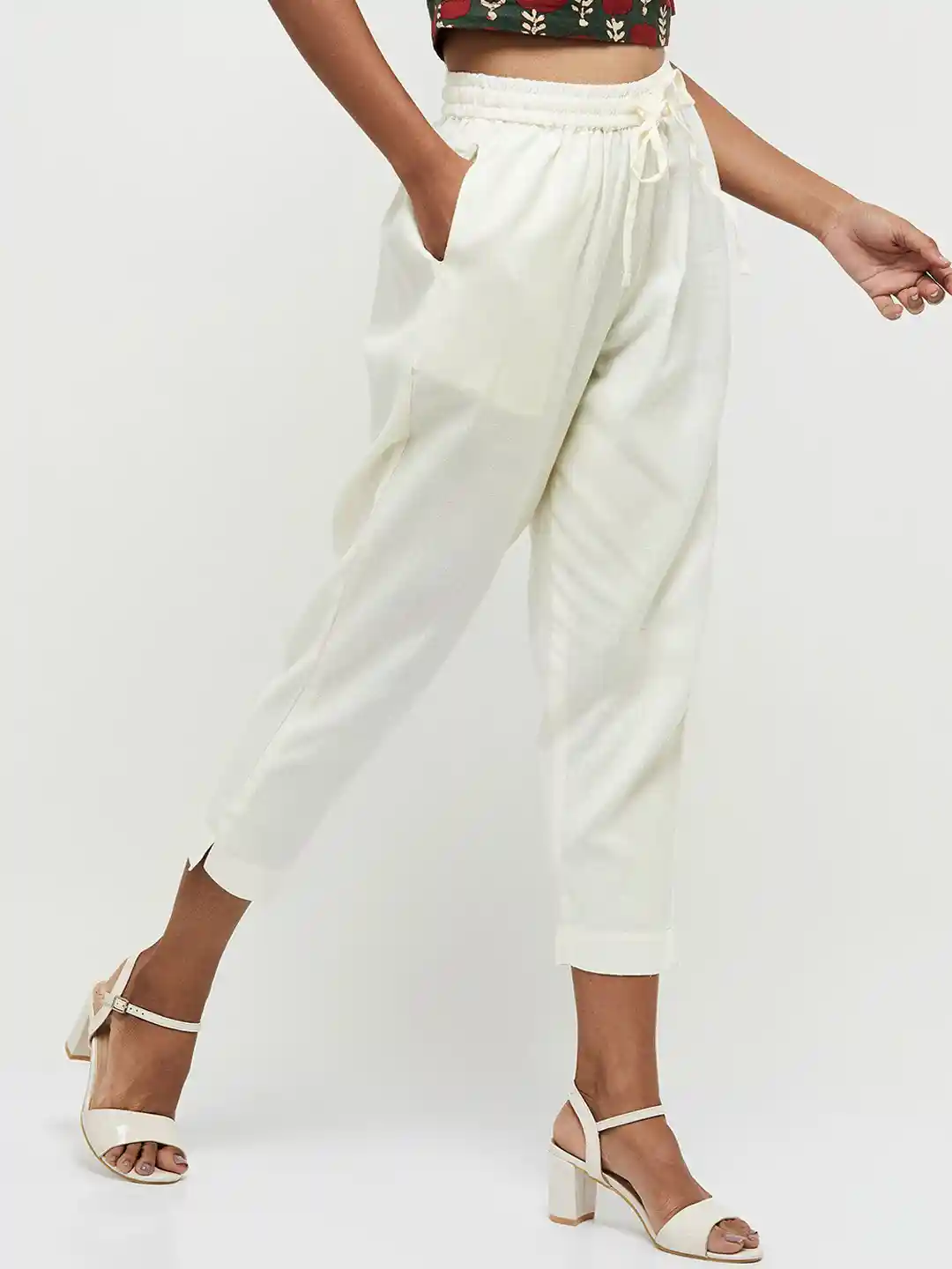 Buy max Woman Off White Trousers - Churidar for Women