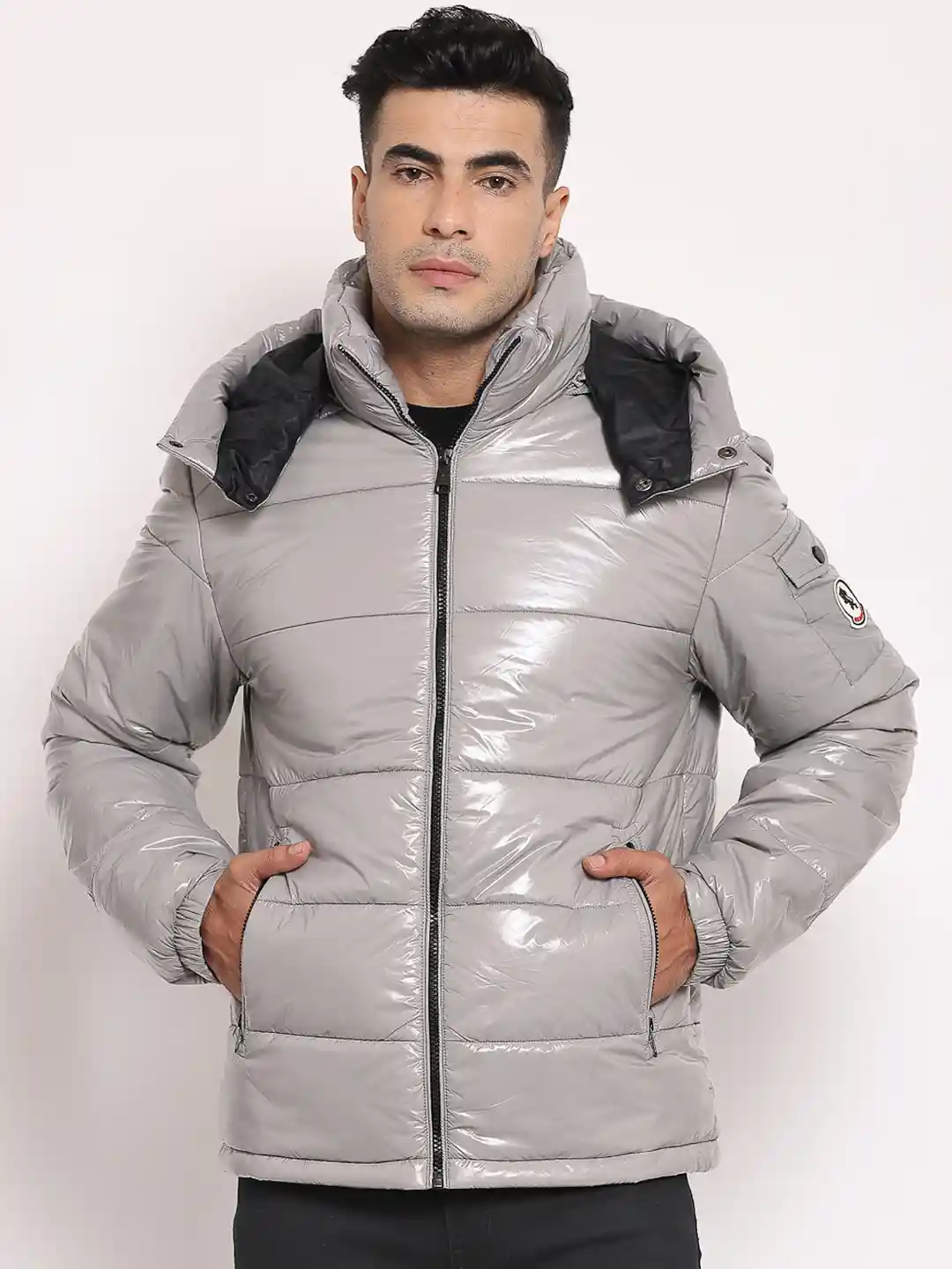 Buy Red Tape Men Grey Solid Hooded Padded Jacket Jackets for Men