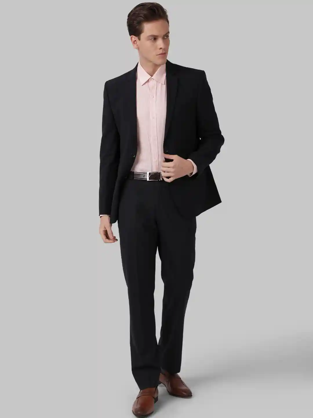 Buy Park Avenue Men Blue Solid Regular-Fit Single-Breasted Piece