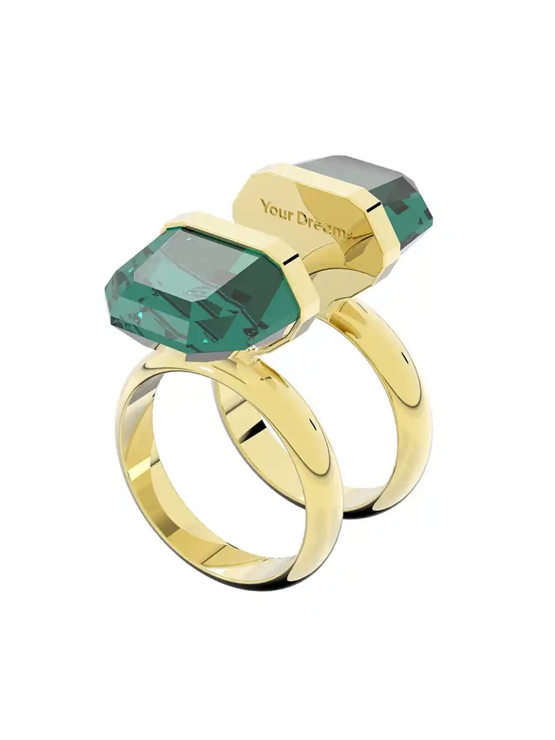 SWAROVSKI Women Green Crystal Gold-tone plated Lucent Finger Ring
