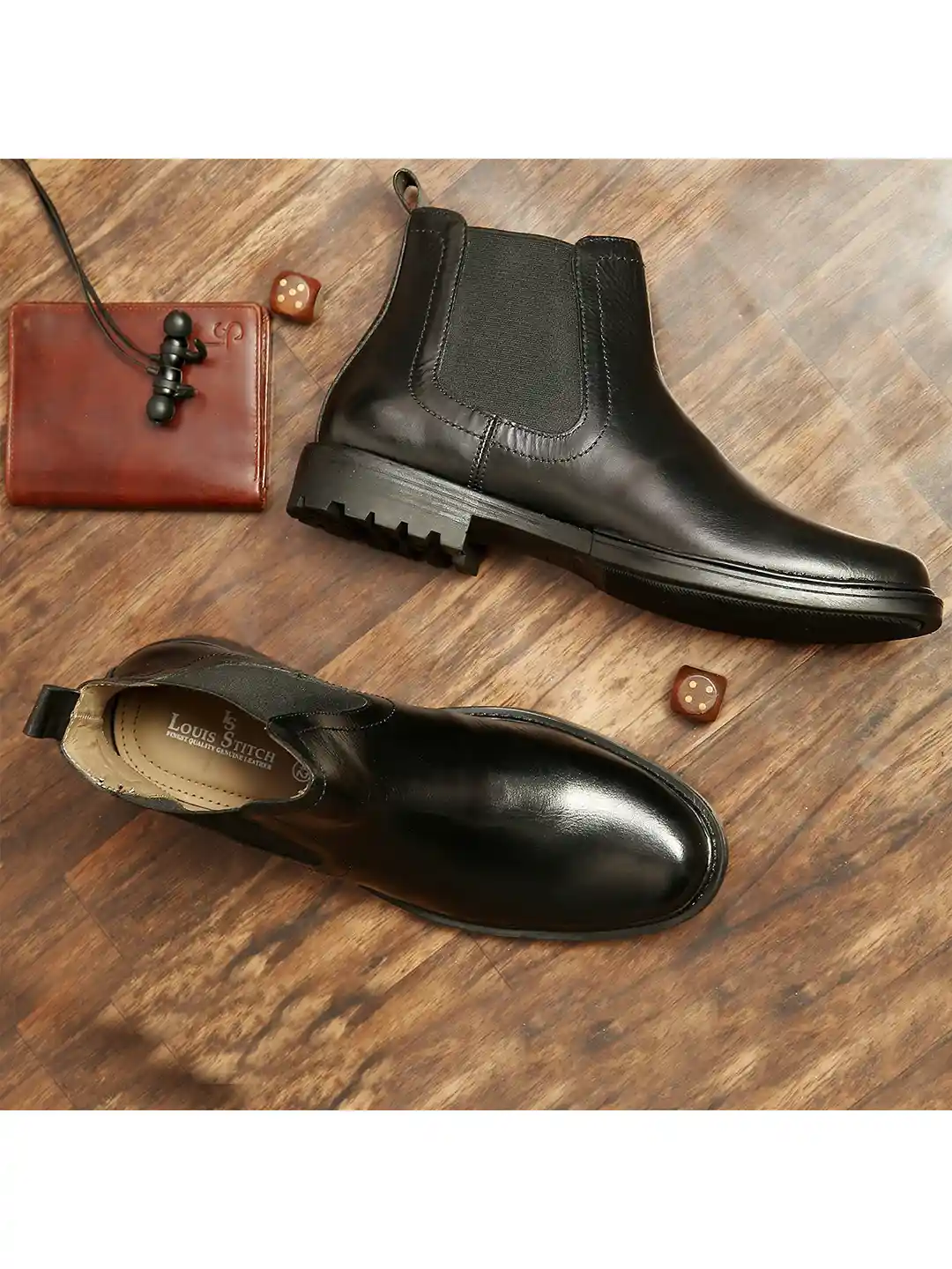 Buy LOUIS STITCH Men Black Solid Leather High-Top Flat Boots