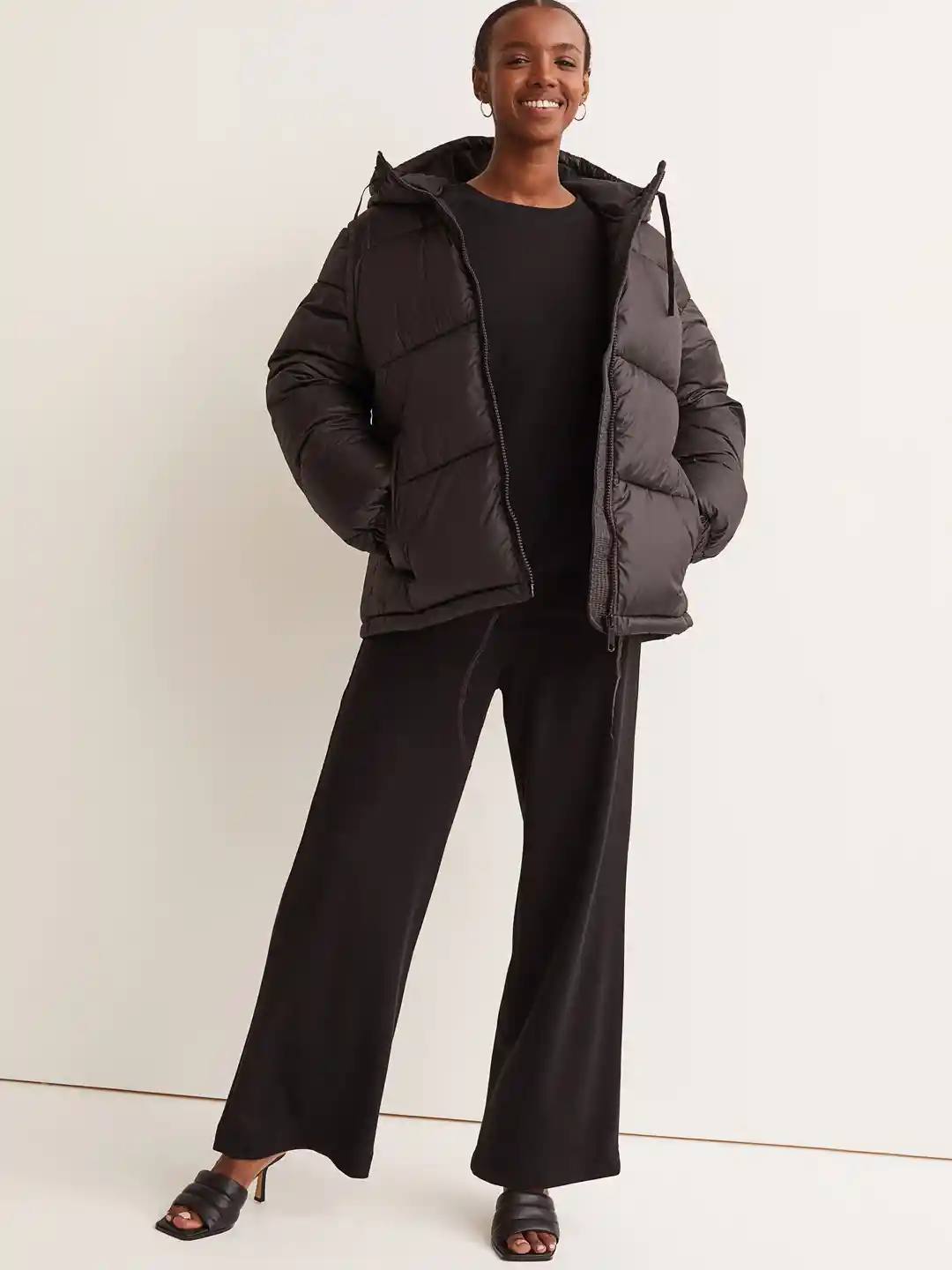 Black Puffer Womens Puffer Jacket Mid Length H&m Black Mid