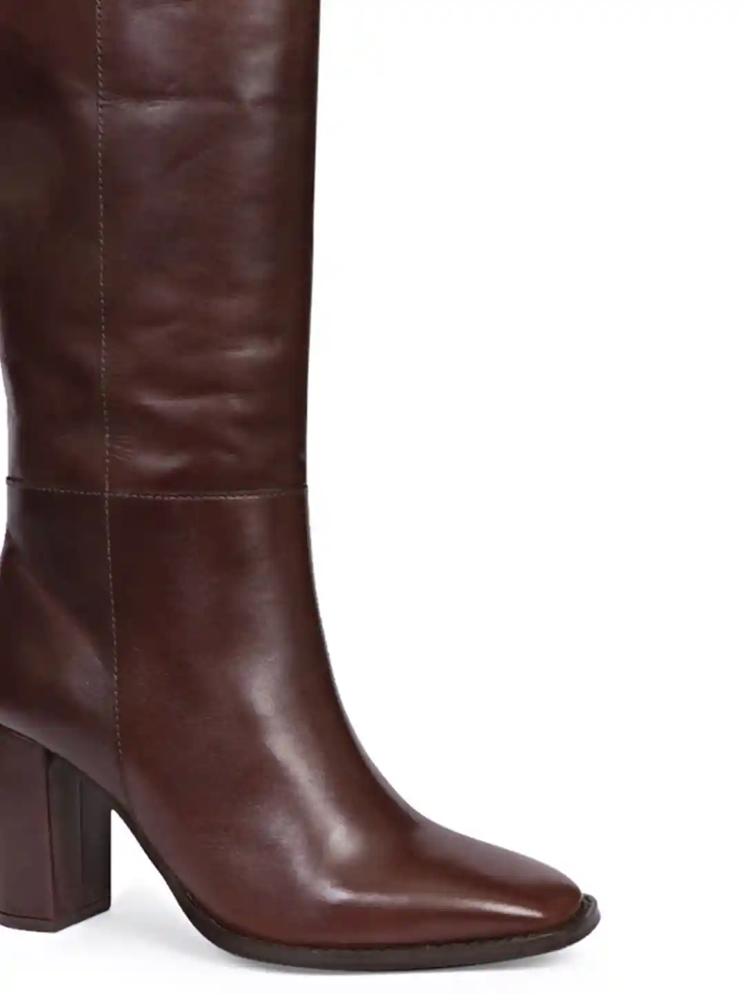 Block Heel Brown Leather Knee High Boots With Heel HEELED LEATHER