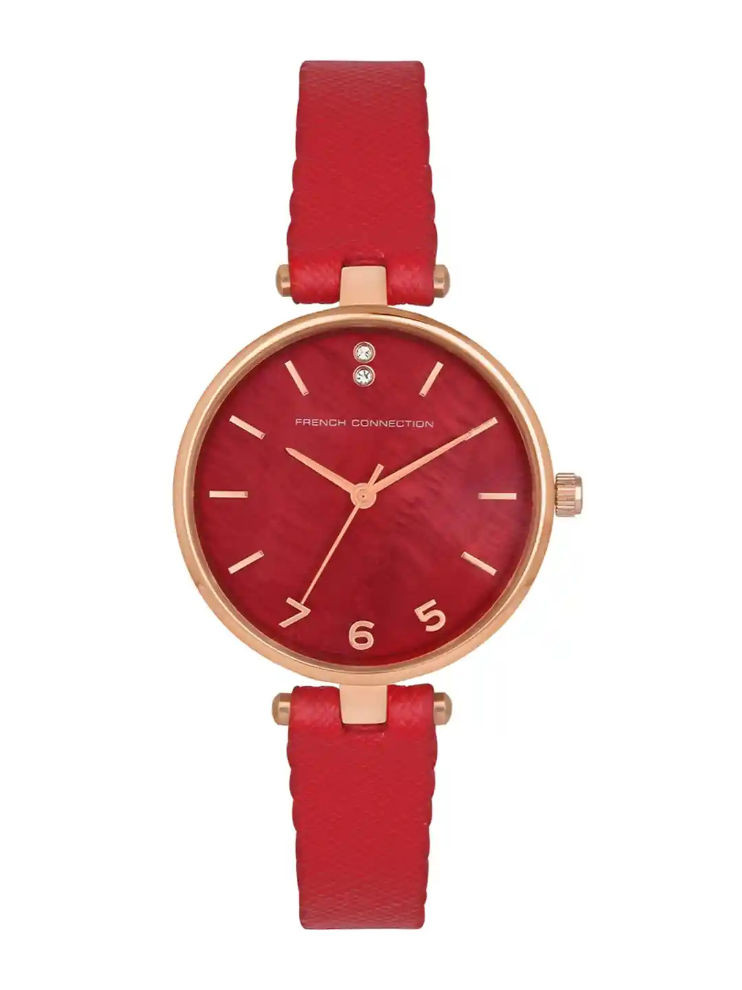 Buy French Connection Women Red Dial Red Leather Straps Analogue