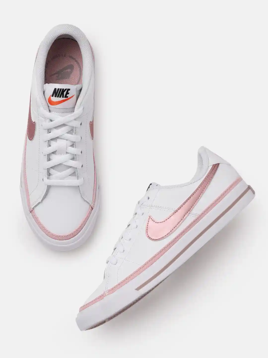 Buy Nike Boys White Pink COURT LEGACY Leather Sneakers Casual