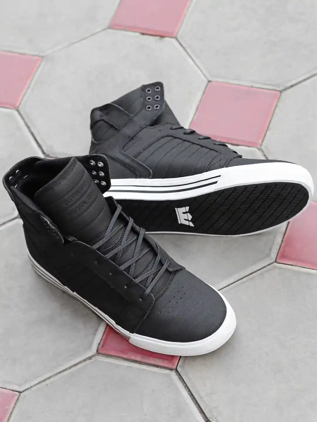 Buy Supra Men Black Solid SKYTOP High-Top Sneakers Casual Shoes