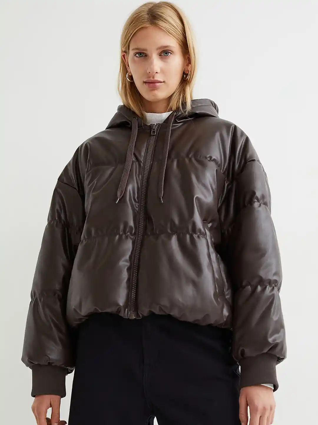 Buy H&M Women Brown Boxy Puffer Jacket Jackets for Women