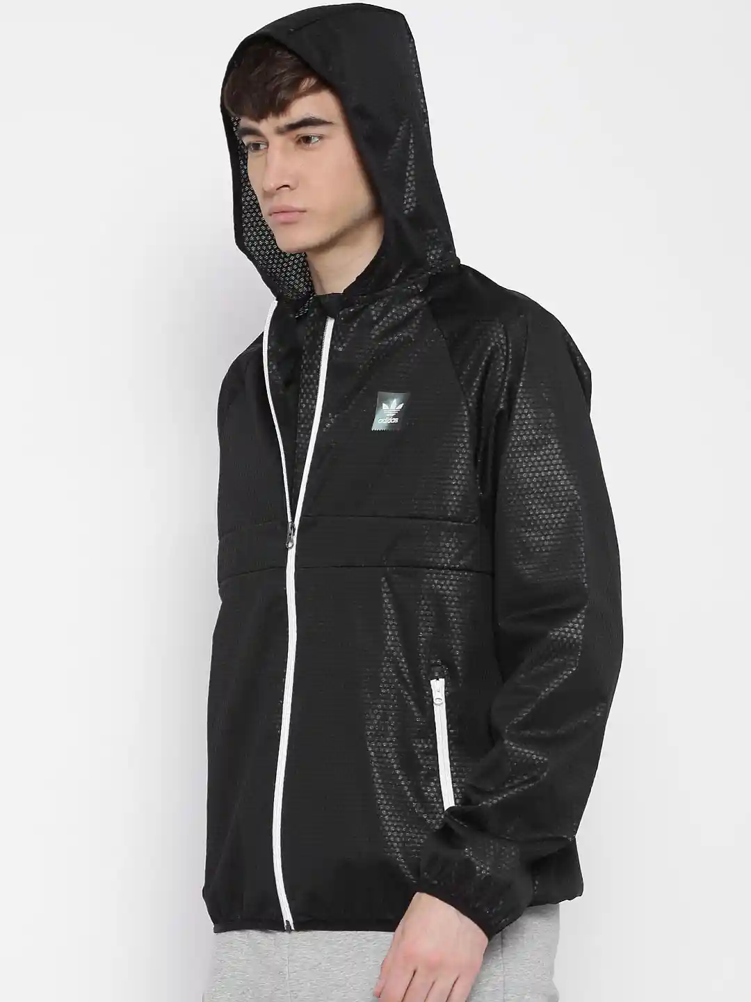Buy ADIDAS Originals Black CLIMASTRM Wind Cheater Hooded Jacket