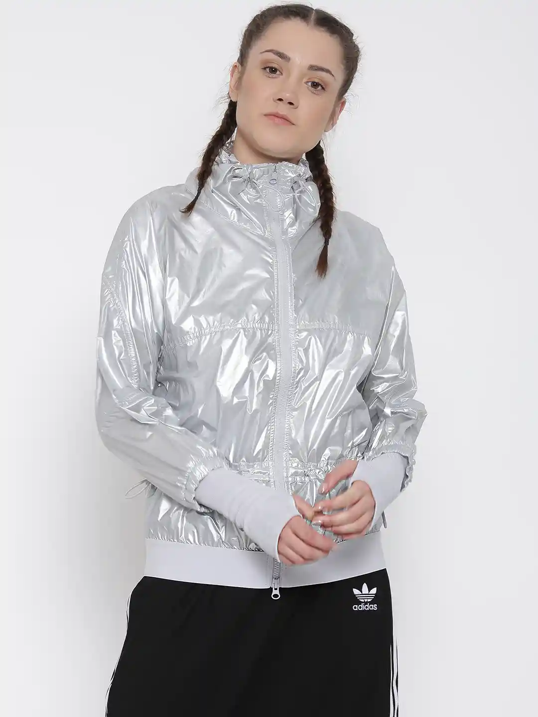 Buy Stella McCartney by ADIDAS Silver Run Metal Jacket Jackets