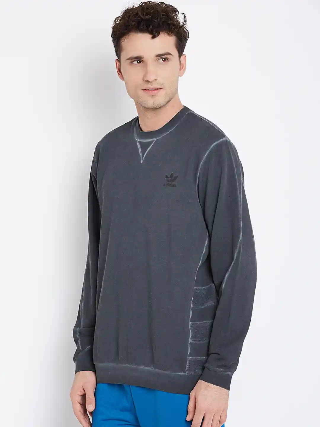 Buy ADIDAS Originals Charcoal Grey ST MOD Crew Dye Panelled