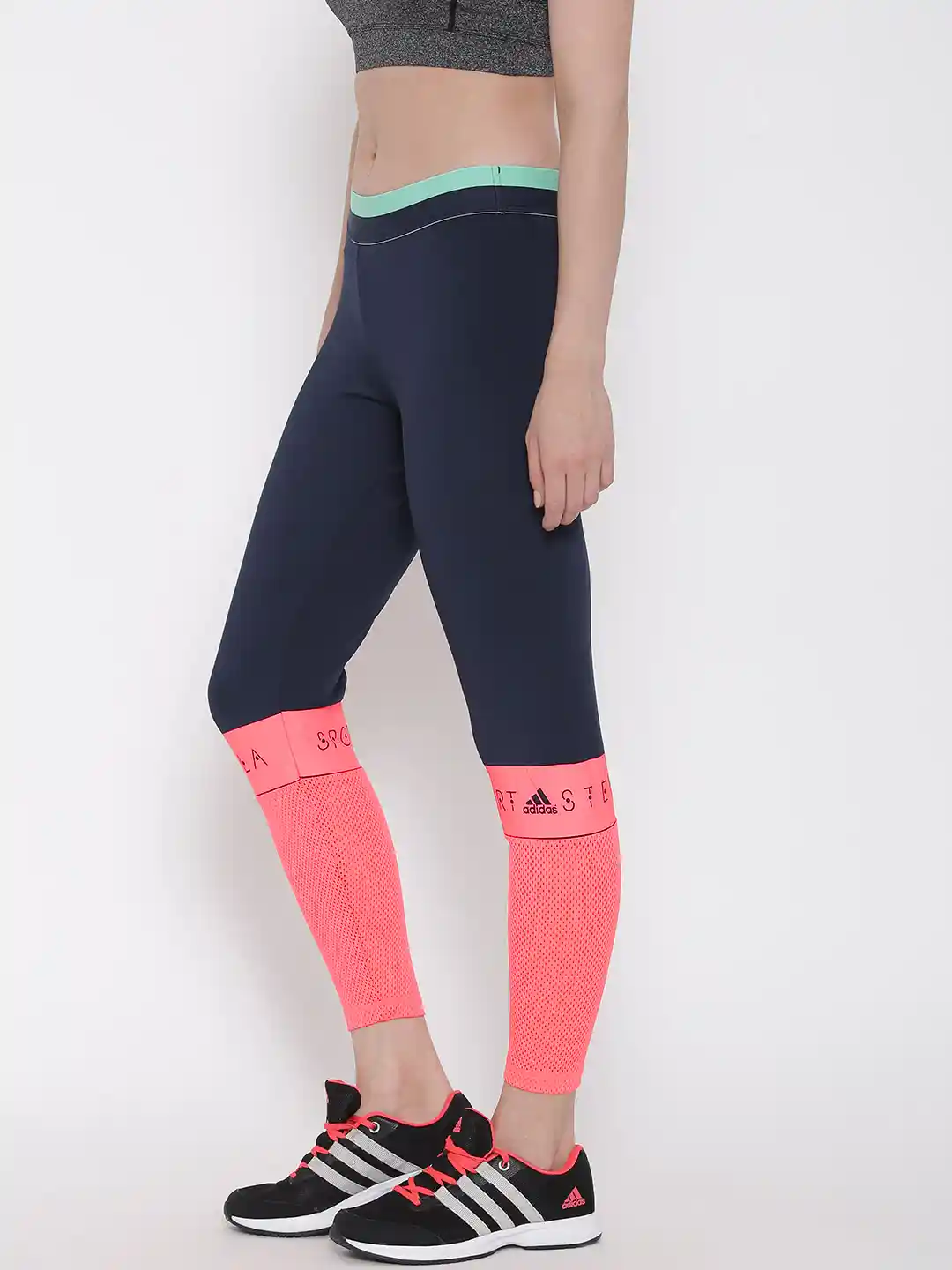 Buy ADIDAS STELLASPORT Navy Neon Pink Long Mesh Colourblocked