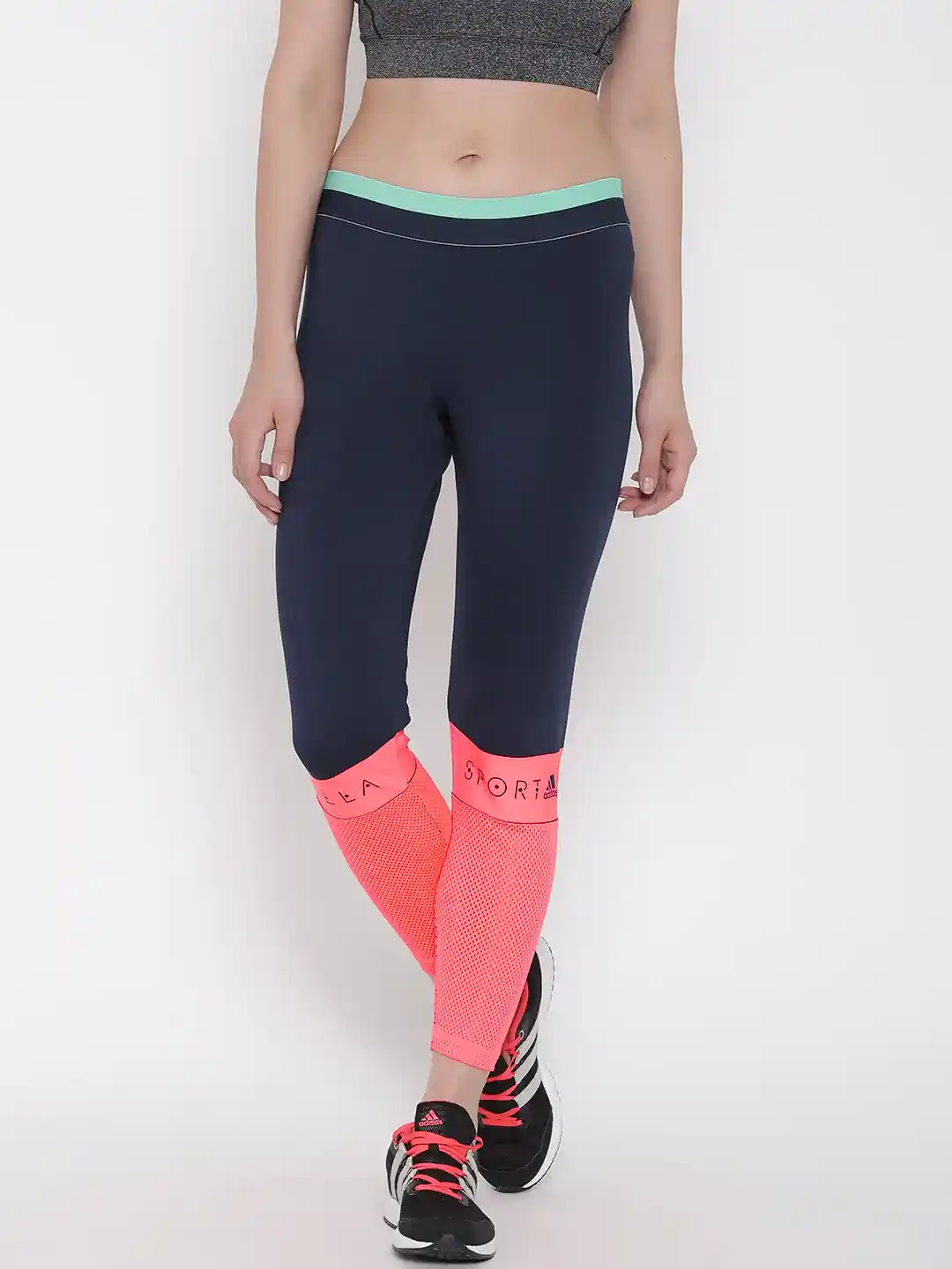 Buy ADIDAS STELLASPORT Navy Neon Pink Long Mesh Colourblocked