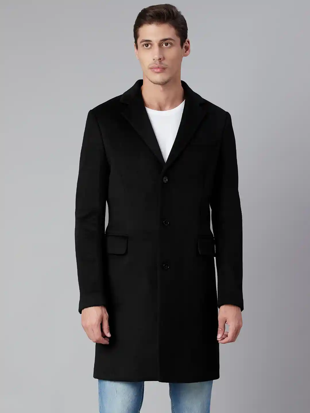 Buy Marks Spencer Men Black Solid Overcoat Coats for Men