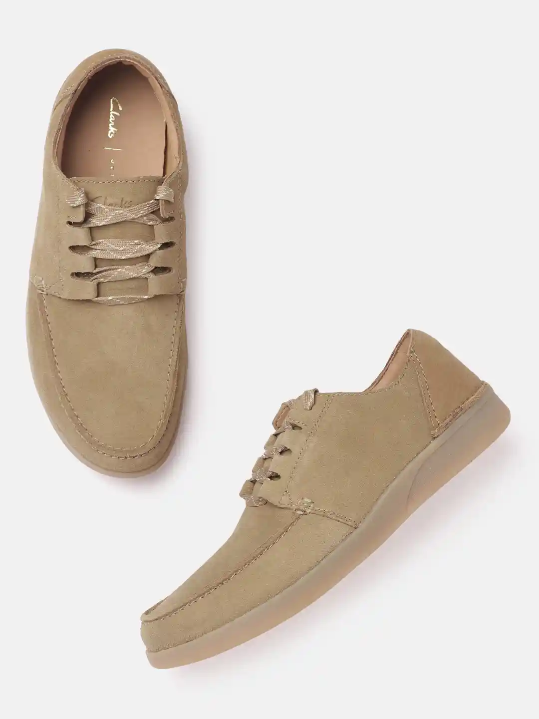 Buy Clarks Men Camel Brown Suede Oakland Walk Solid Derbys - Main Image