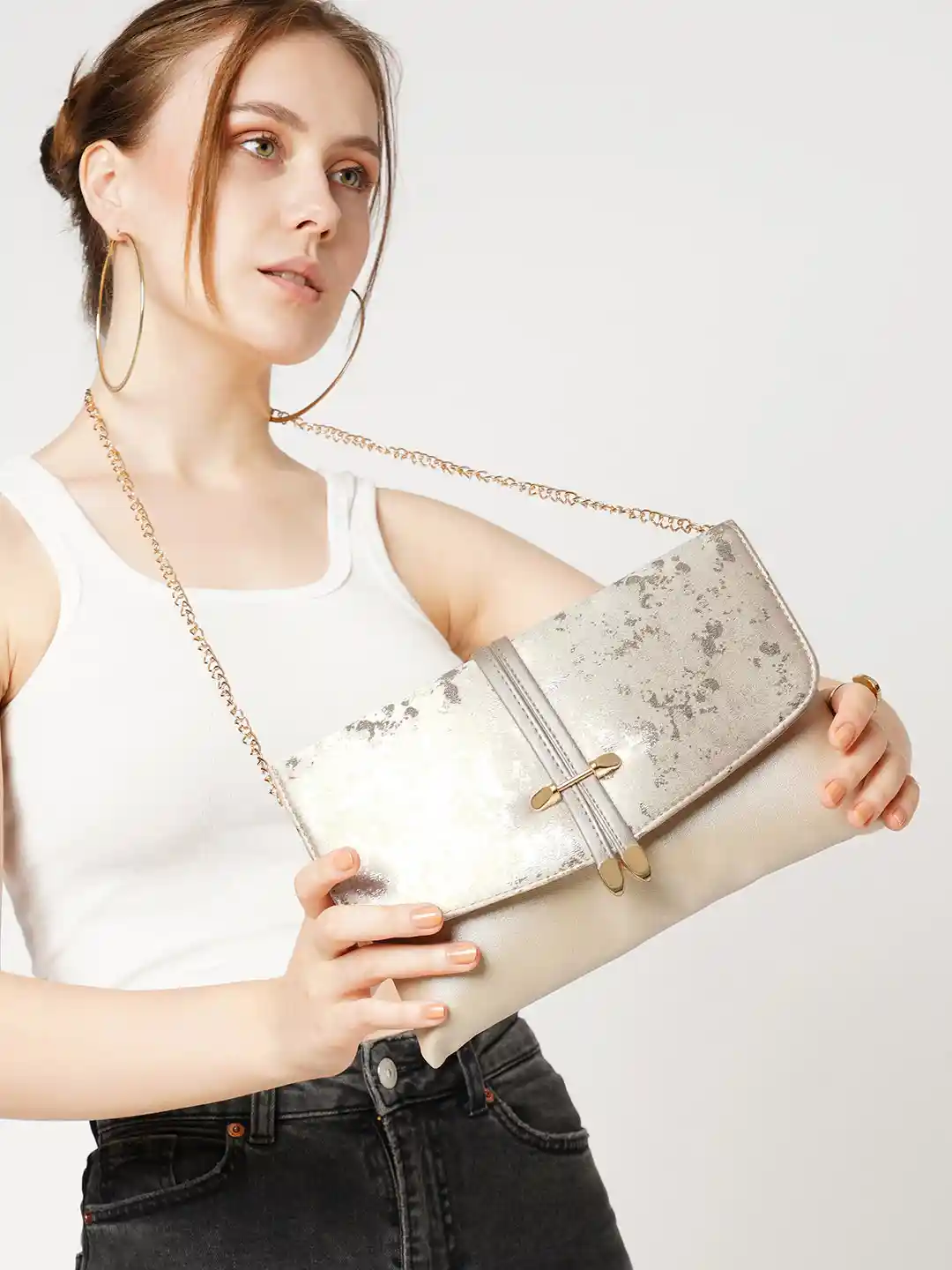 Lavie Chirpy Women Gold-Toned Chirpy Envelope Clutch