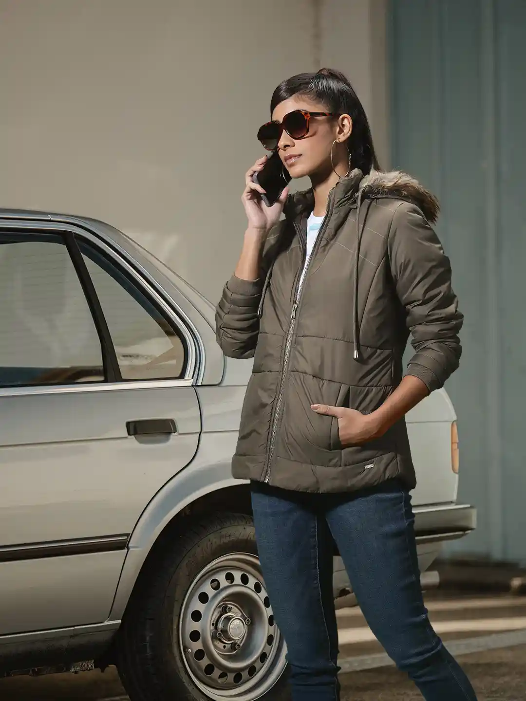 Flying Machine Women Olive Green Parka Jacket