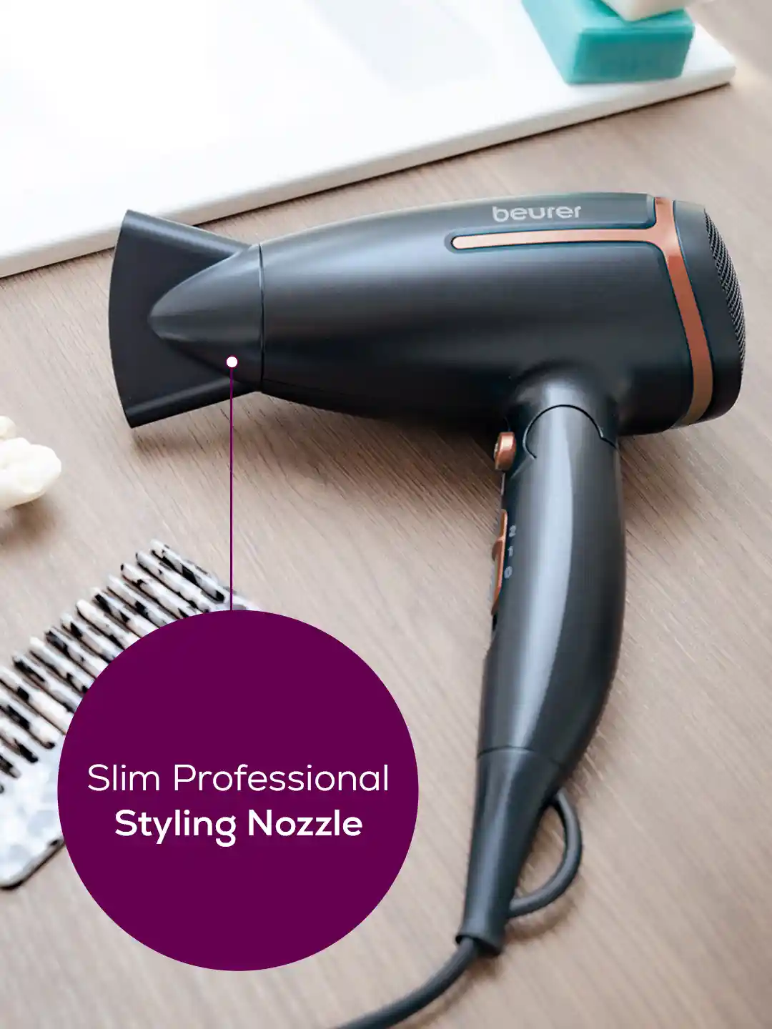 beurer Black HC25 1600 Watt Travel Hair Dryer
